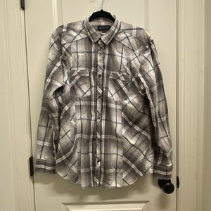 I.N.C International Concepts Men’s LS Black, White & Gray ButtonDown Shirt Large